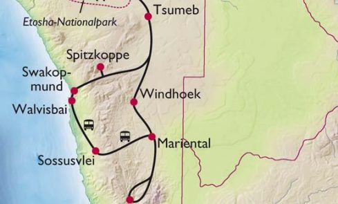 Namibian Desert Express route map