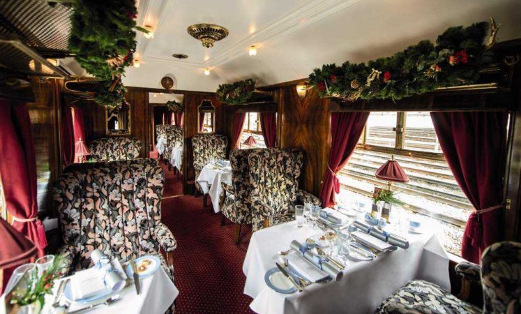 Dinner on the Belmond British Pullman luxury train